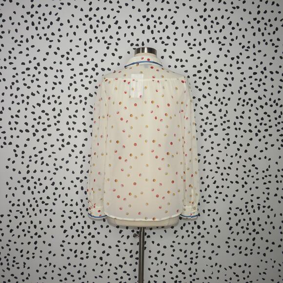 Modcloth Cream Polka Dot Print Be Buzzworthy Button Up Top - Picture 6 of 11